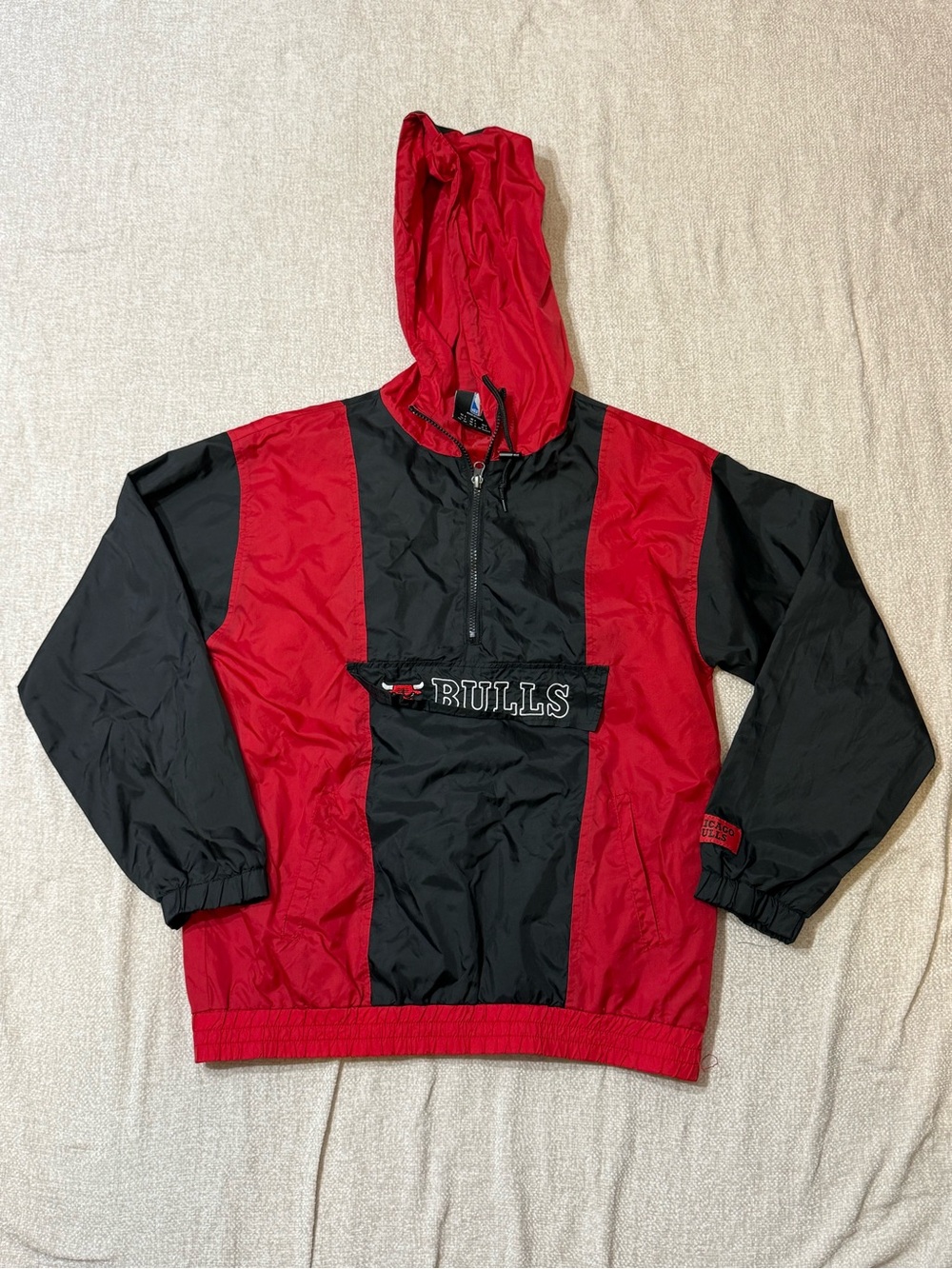 Chicago Bulls NBA Anorak Windbreaker S Red Black Y2K Streetwear Pullover